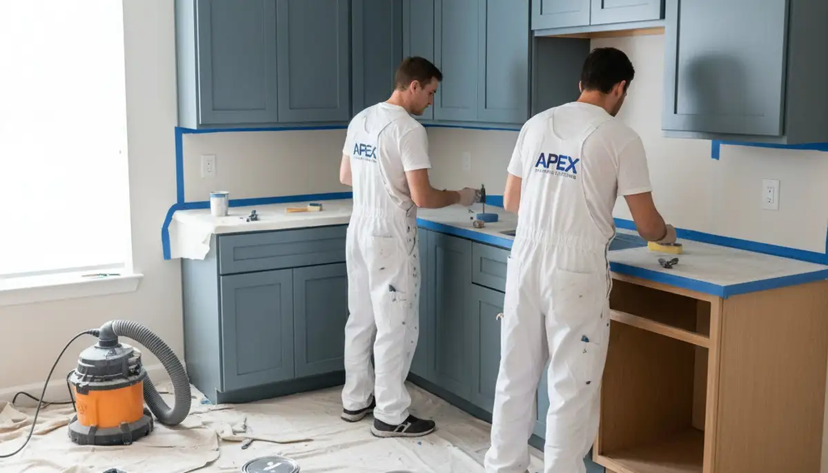 Cabinet painting in Birmingham, AL by Birmingham Paint Pros for a refreshed kitchen finish