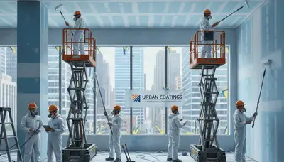 Commercial painters applying durable coatings to a Birmingham, AL business exterior