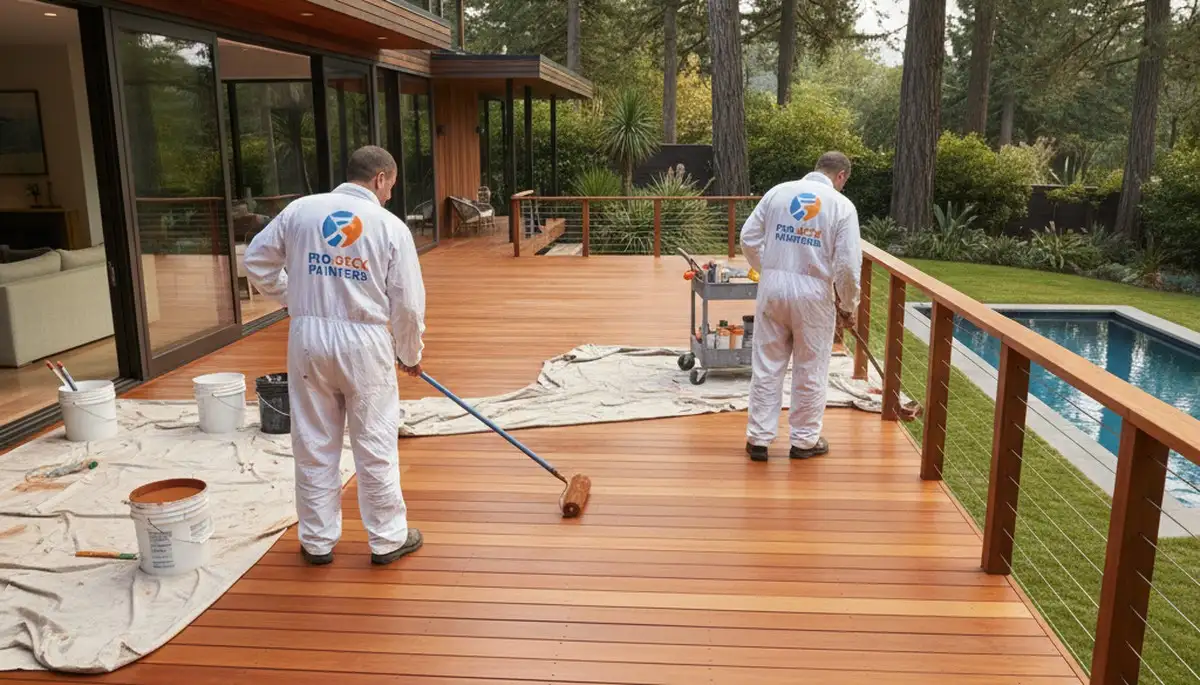 Deck painting in Birmingham, AL by Birmingham Paint Pros protects and refreshes outdoor wood decking