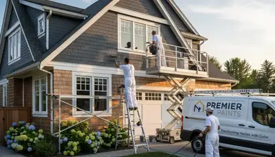 Exterior house painters in Birmingham, AL painting a home for curb appeal and weather protection