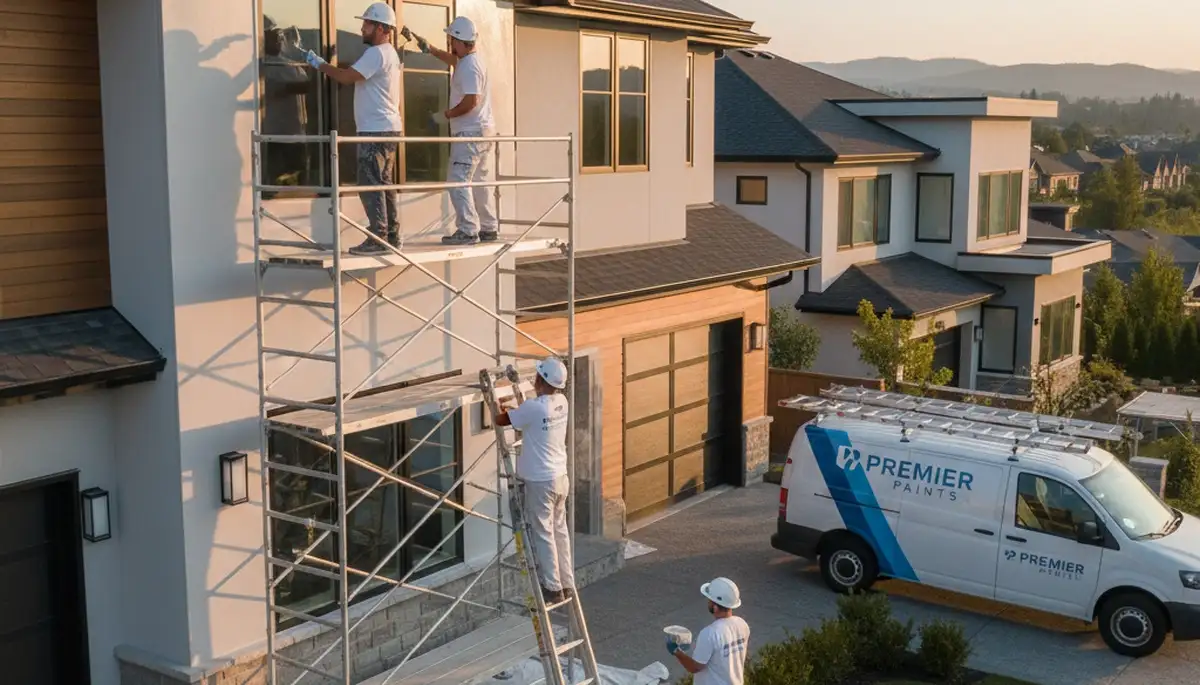 Exterior house painters in Birmingham, AL painting a home for curb appeal and weather protection