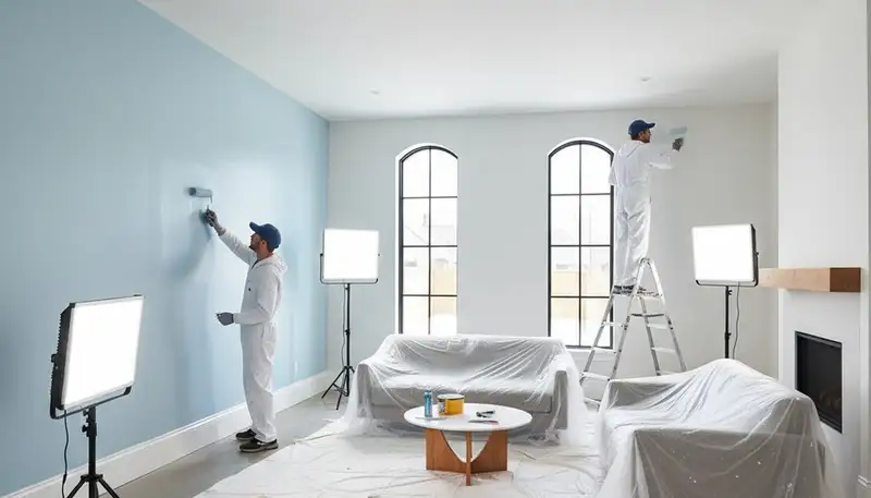 Interior house painters in Birmingham, AL painting a home with clean, professional wall coverage