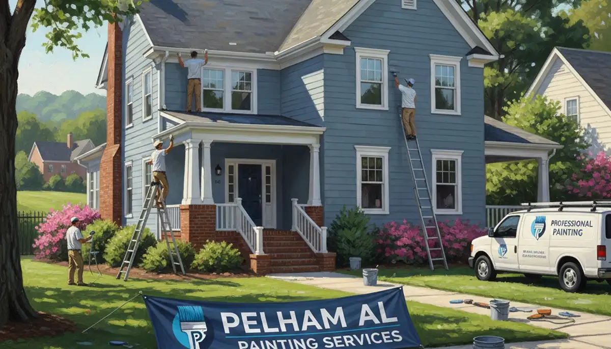 Painter working on a home exterior in Birmingham, AL for professional painting services