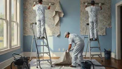 Wallpaper removal service in Birmingham, AL by Birmingham Paint Pros for smooth, paint-ready walls